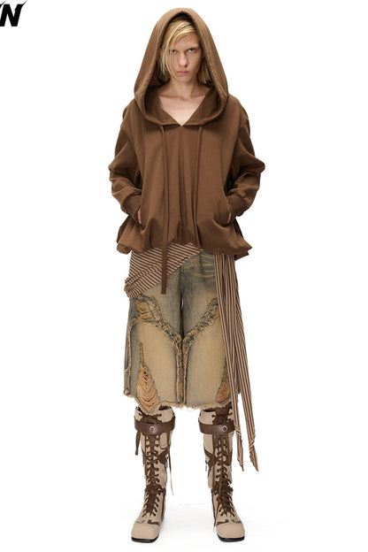 Bubble Cloud Floral-Shaped Loose-Fitting Pockets Hoodie