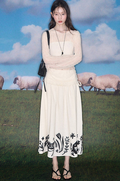 Floral Pony Linen Skirt