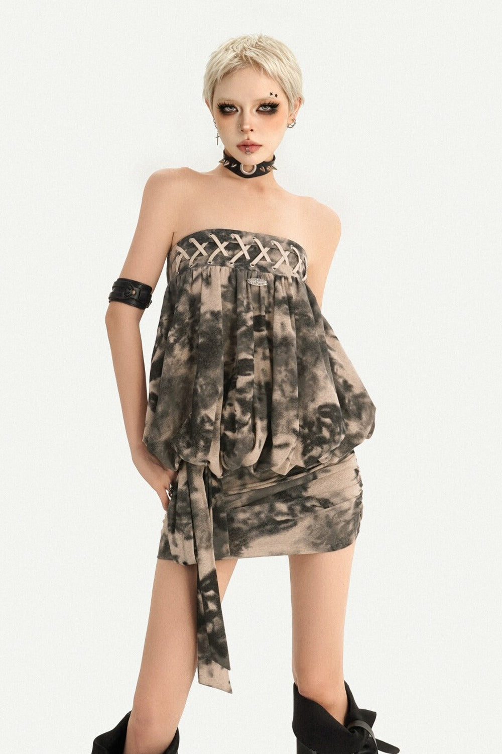 Tie-Dye Strapless Dress