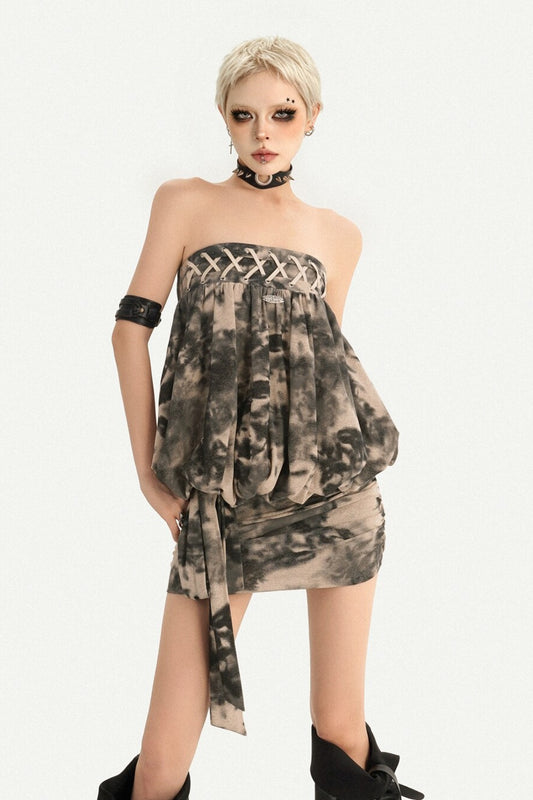 Tie-Dye Strapless Dress