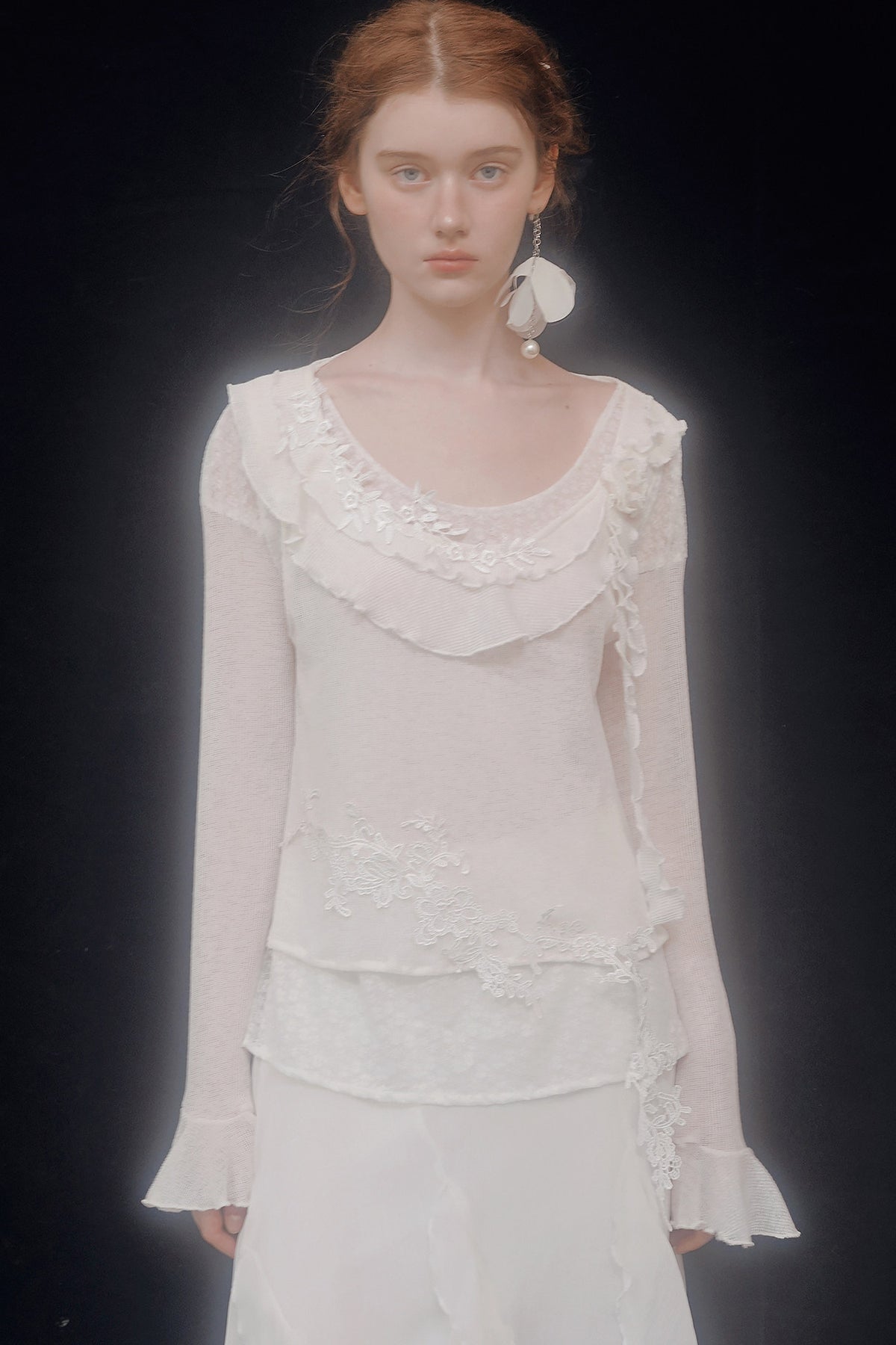 White Lace Knit Top