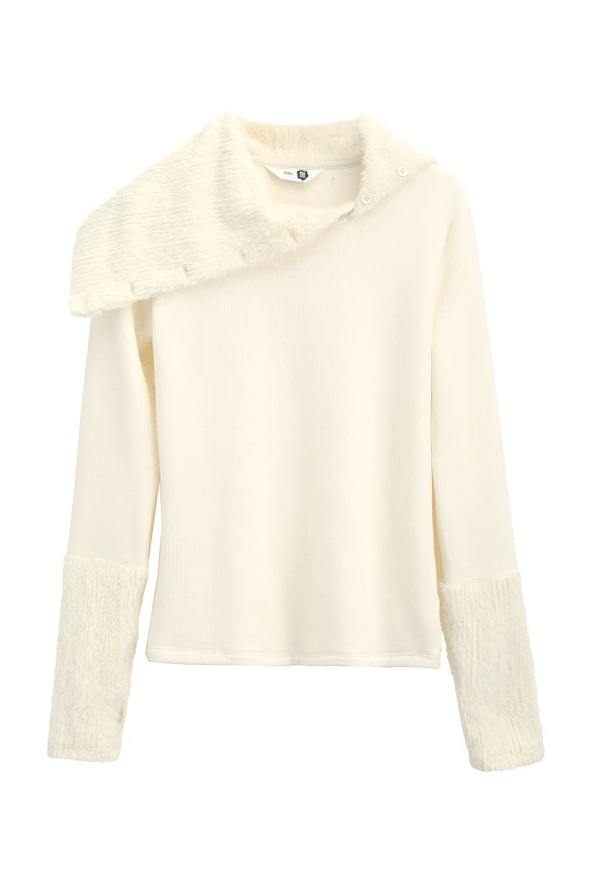 Slim Fit Plush Diagonal Lapel Knit Top