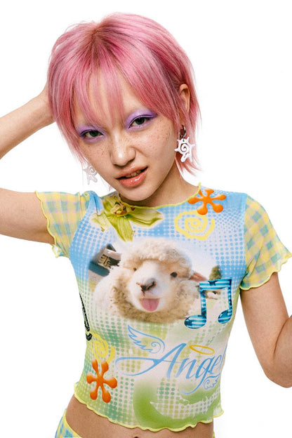 Retro Lamb Mesh Fishtail Skirt Set-Up