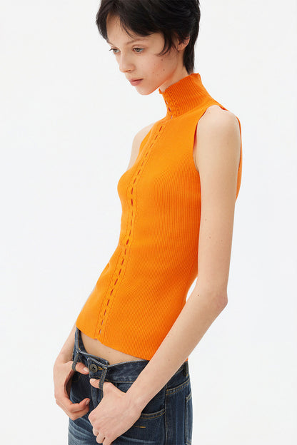 Gilet in maglia a coste in lyocell