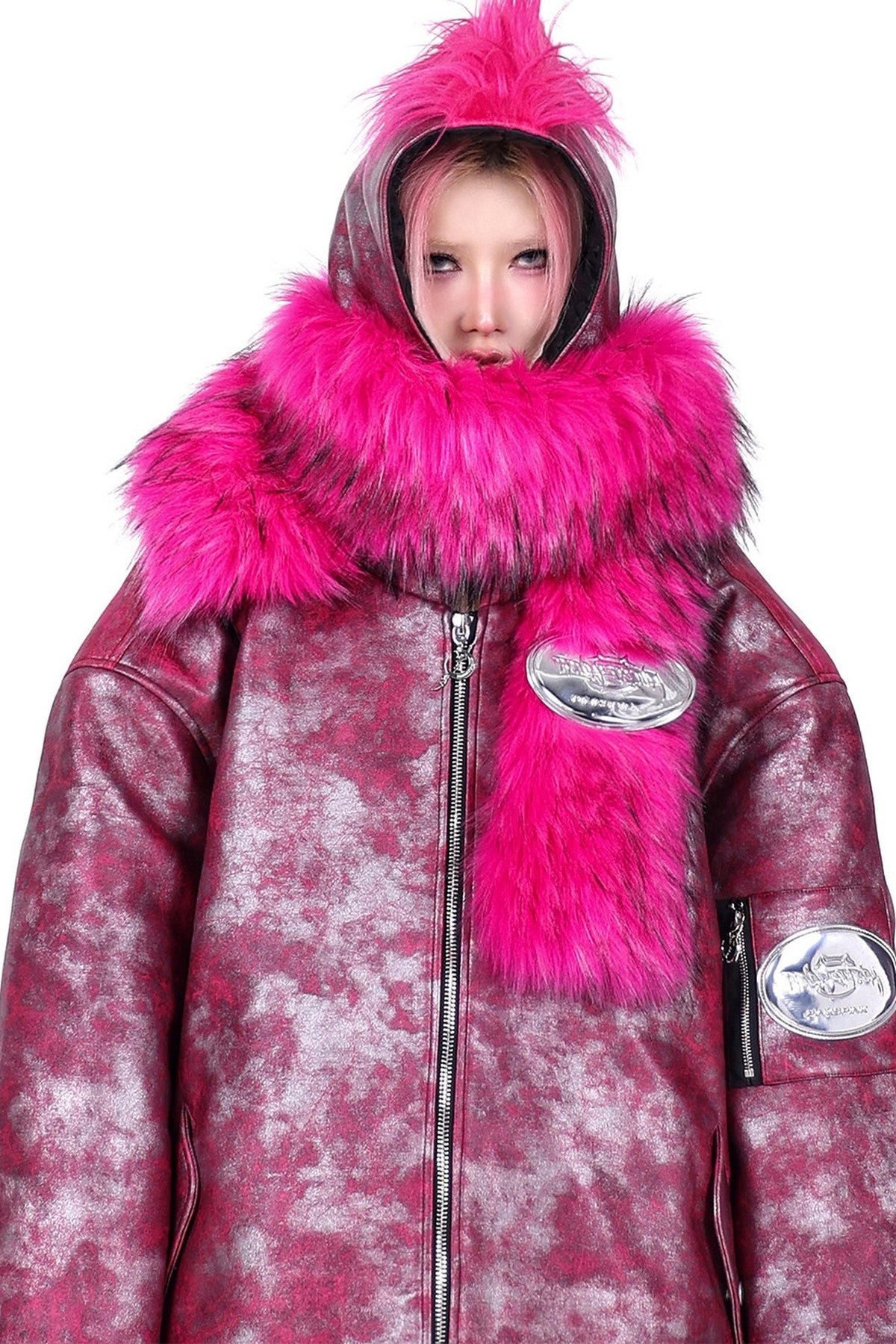 Oversized Acid Wash Bomber Jacket