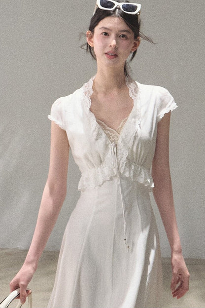 Lyocell Linen Lace Dress Set