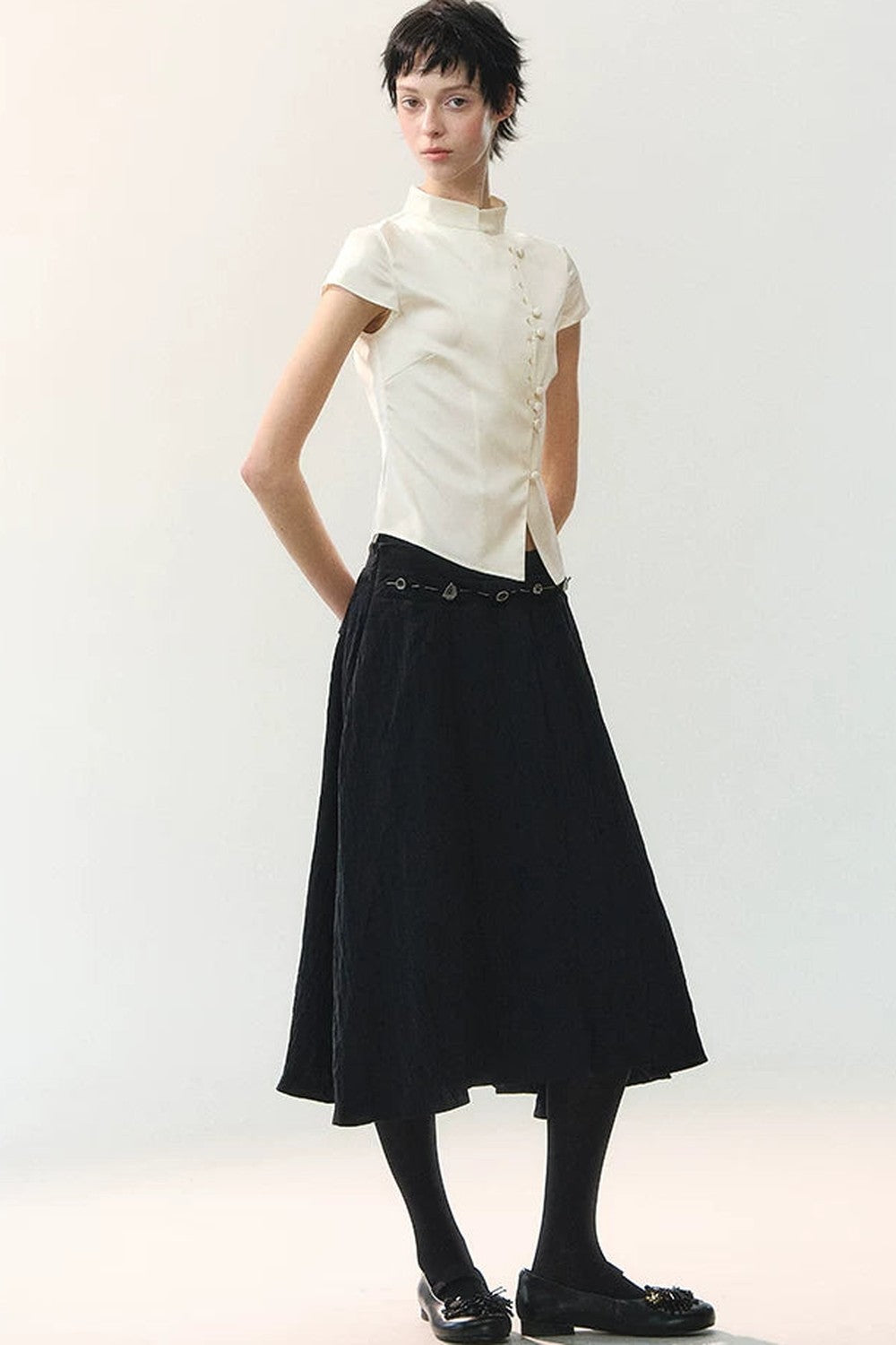 Plain Satin Embroidered Shirt