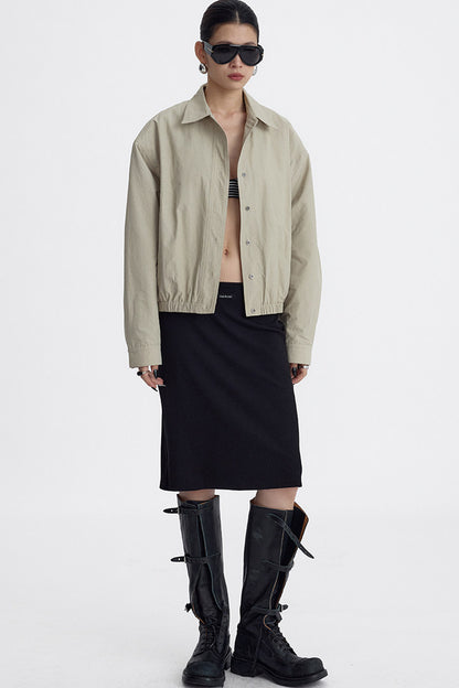 Lace Trim Knit Midi Skirt