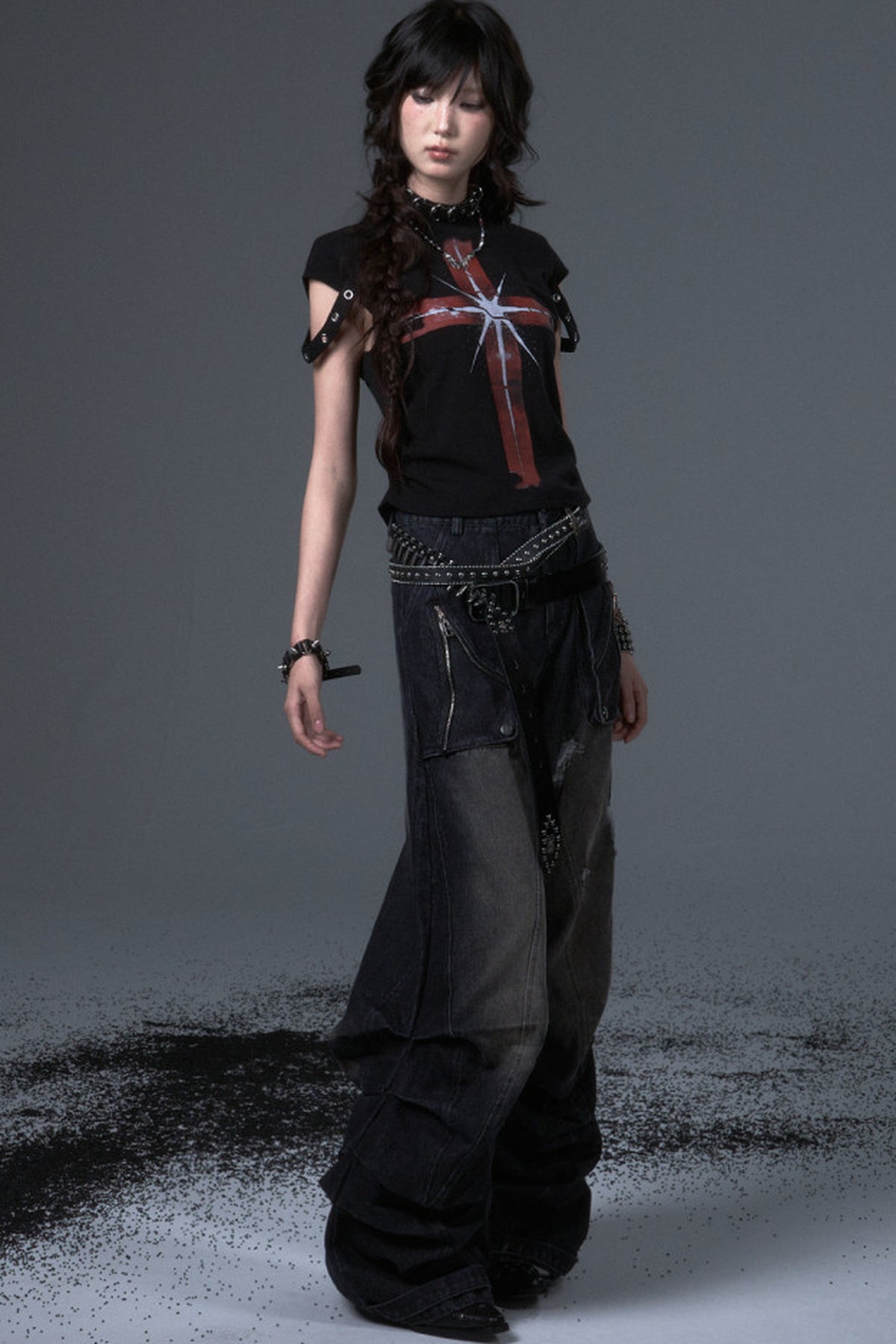 Wide Leg Washed Scimitar Jeans