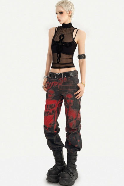 Snake Print Mesh Camisole Set