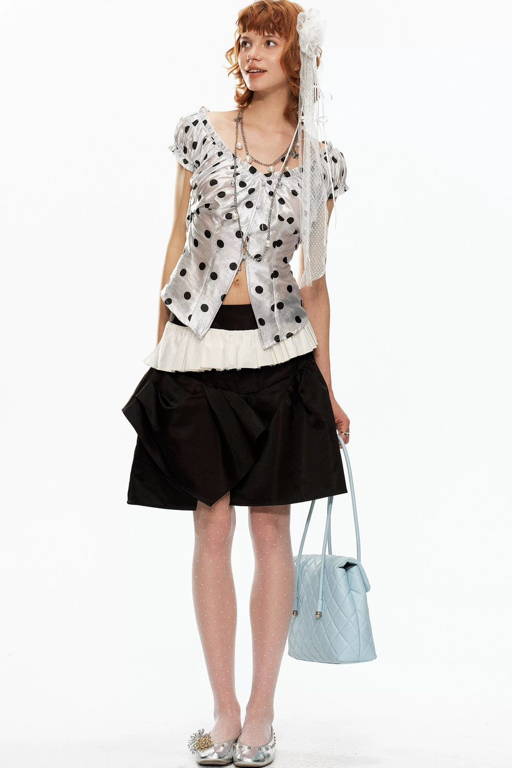 Polka Dot Glossy Cardigan Top
