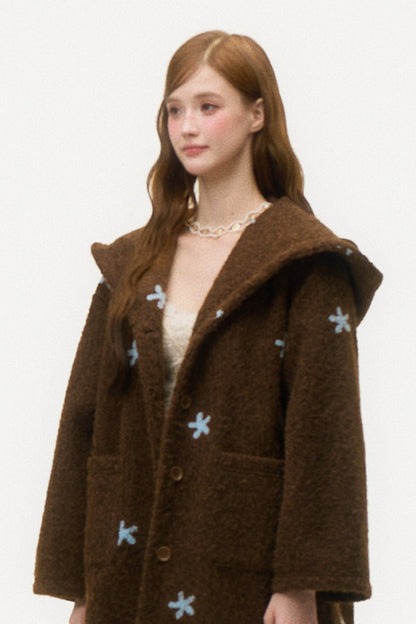 3D Embroidered Wool Coat