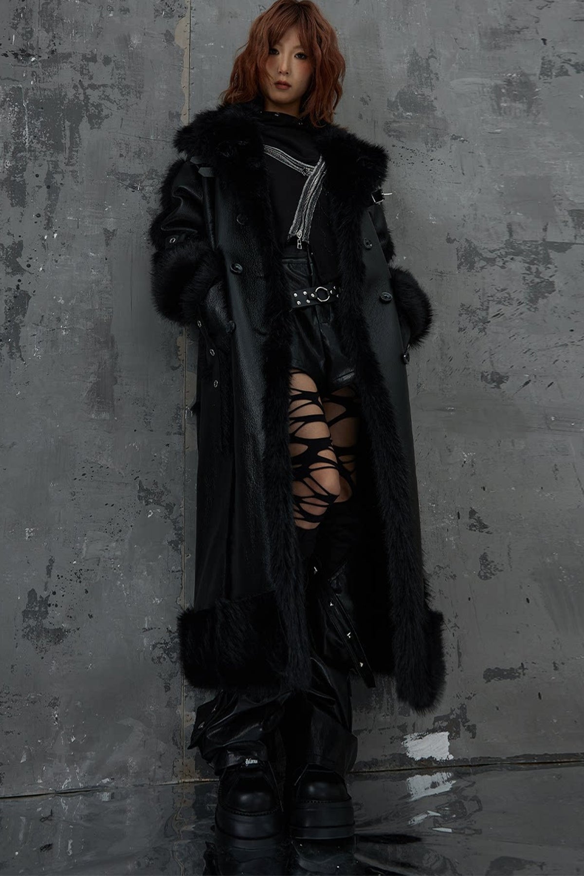 Dark Punk Heavy Industry Faux Fur Coat