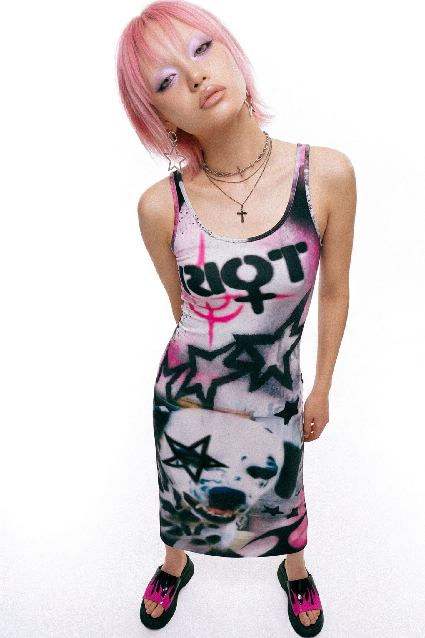 Punk Graffiti Slim-Fit Dress