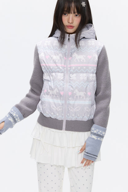 Fair Isle Sweater Down Coat