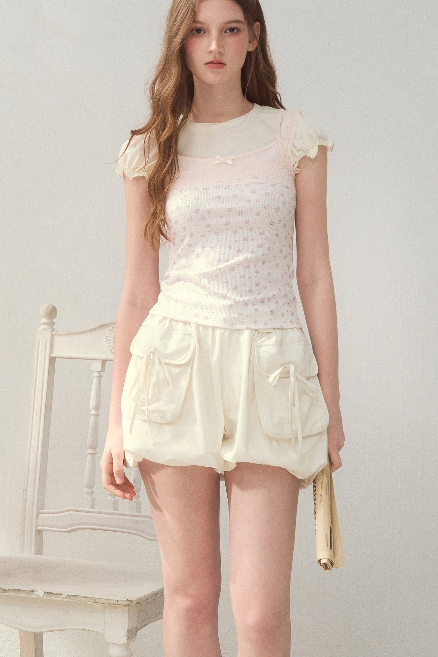 Cloud Cargo Bow Pumpkin Puff Shorts