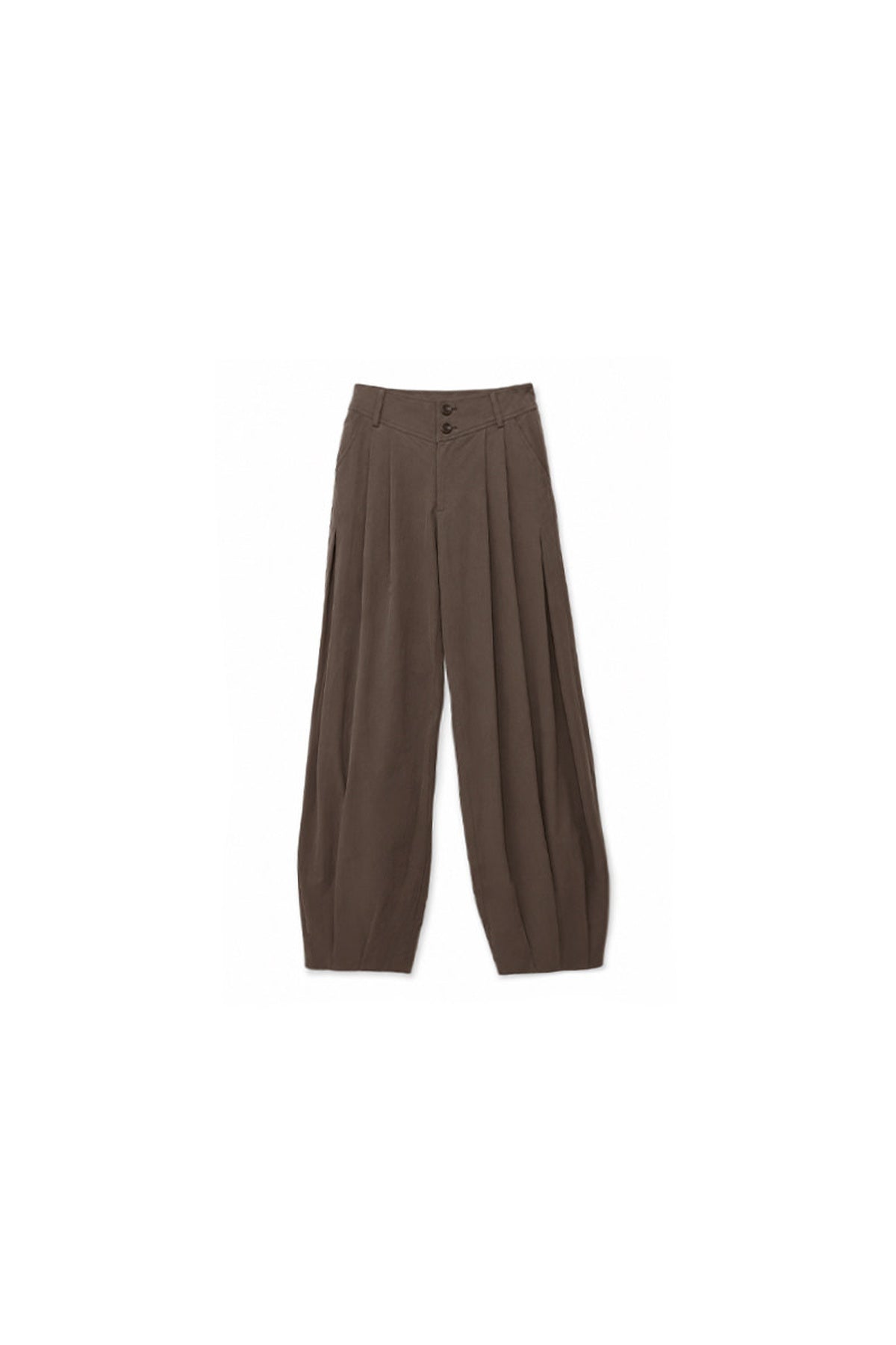 Brown Three-Dimensional Pleated Loose Lantern Pants