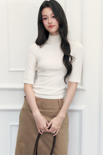 Mid-Sleeve Knit Sweater