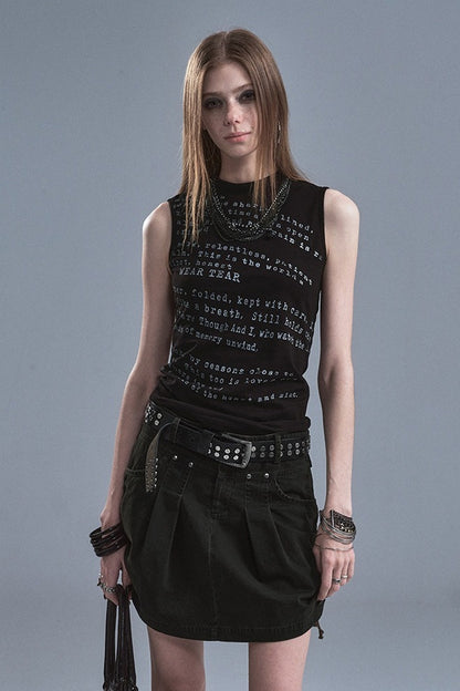 Twisted Letter Print Vest