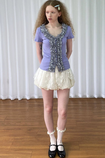 Lace Floral Textured Skirt