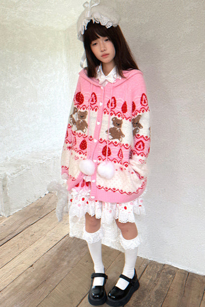 Strawberry Bear Fair Isle Cardigan