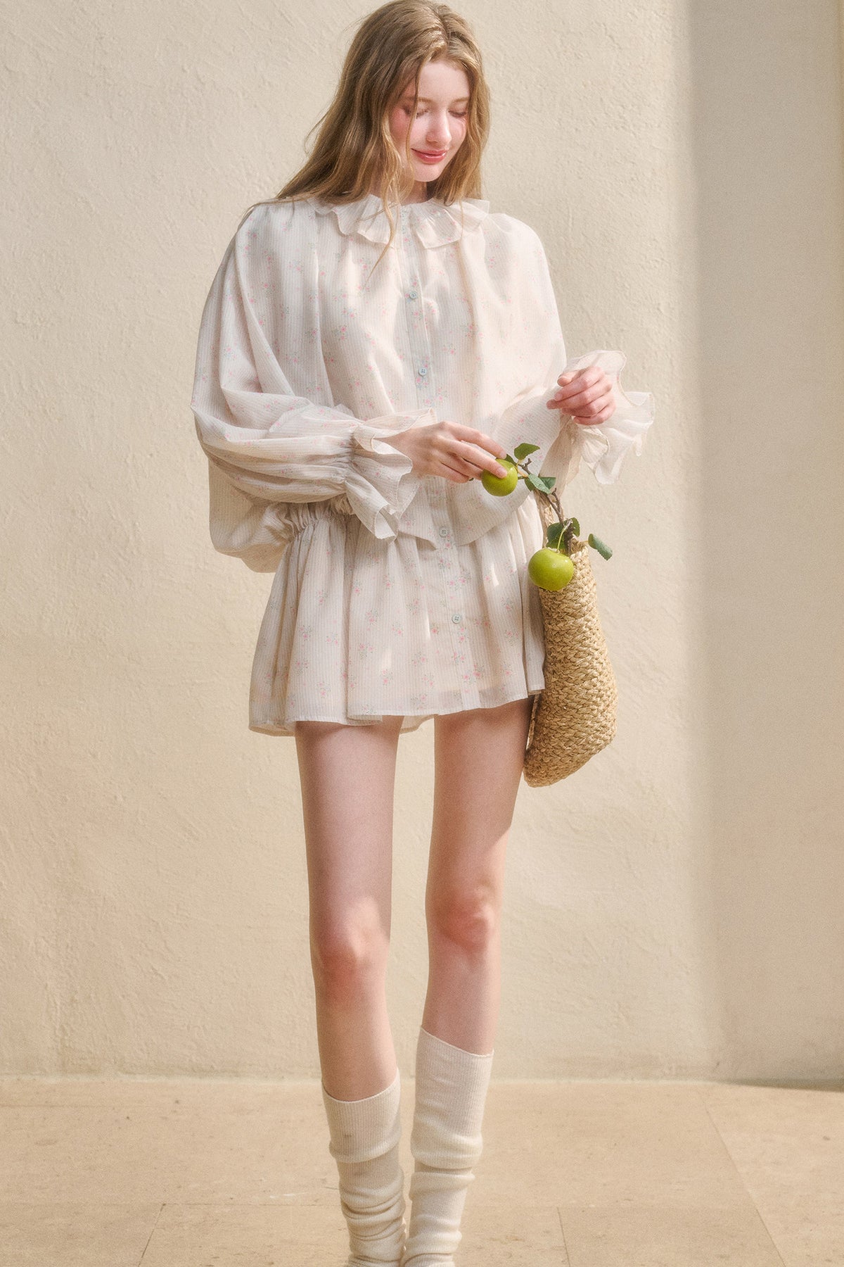 Floral Ruffle Shirt Dress