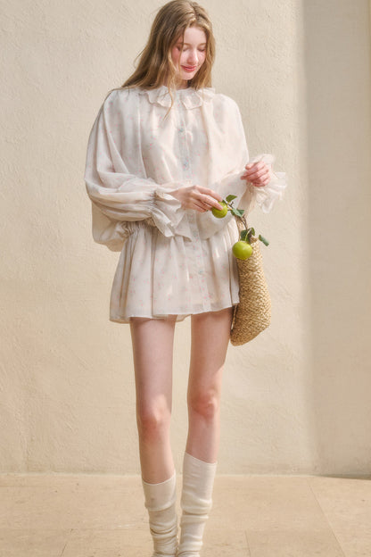 Floral Ruffle Shirt Dress