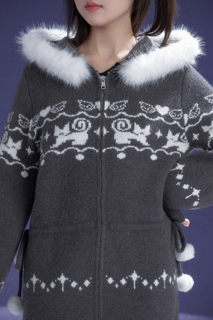 Katzenmantelkleid mit Fair-Isle-Jacquard