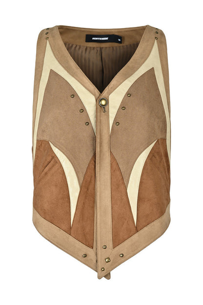 Faux Suede Patchwork Vest