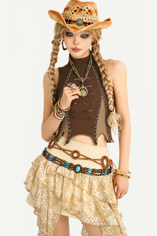 Retro Wasteland Patchwork Camisole Top