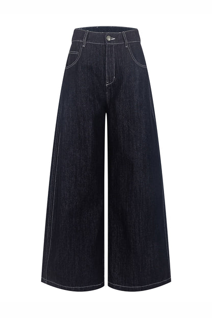 Rhinestone Wide-Leg Denim Pants