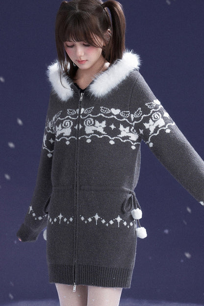 Katzenmantelkleid mit Fair-Isle-Jacquard