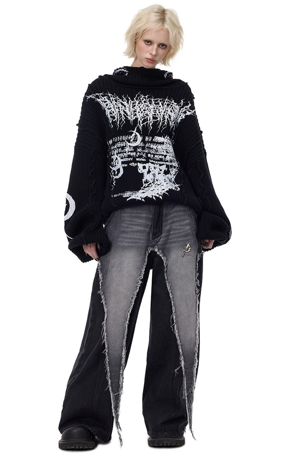 Y2K Patchwork Hooded Knit Hoodie