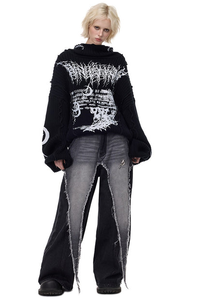 Y2K Patchwork Hooded Knit Hoodie
