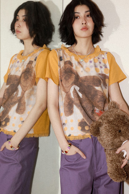 Polka Dot Bear Lace Tee