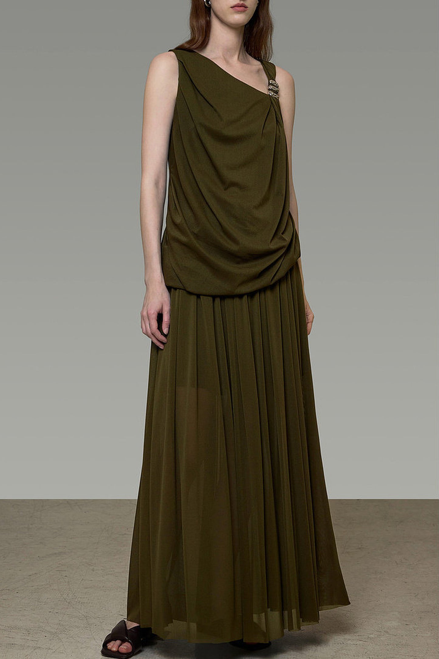 Sleeveless Top with Drapey Skirt Set-Up