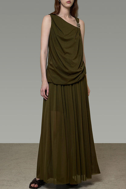 Sleeveless Top with Drapey Skirt Set-Up