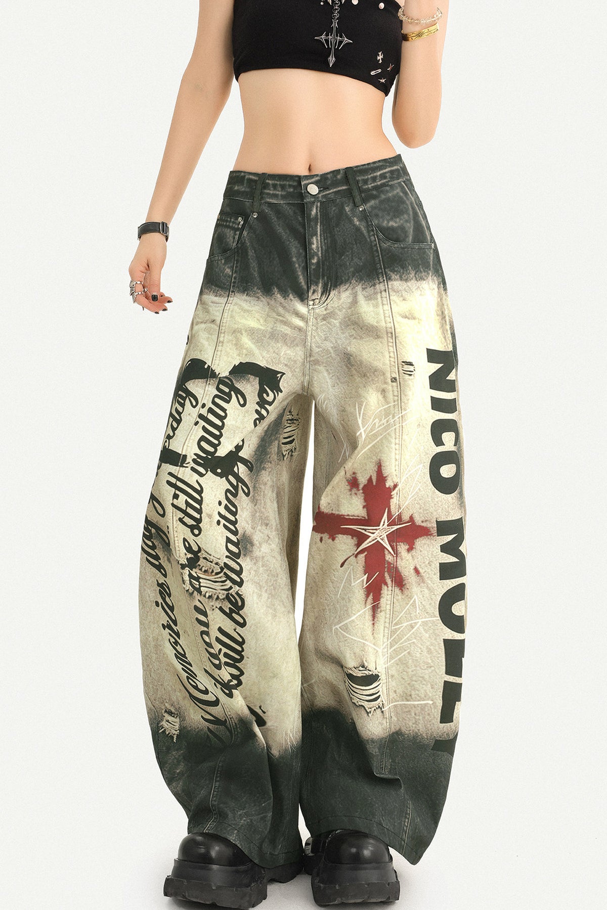 Graffiti Wide-Leg Jeans