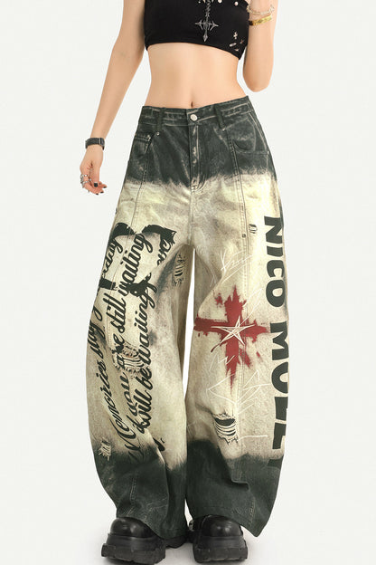 Graffiti Wide-Leg Jeans