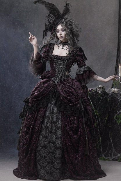Gothic Dark Purple Bustle Skirt Set-Up