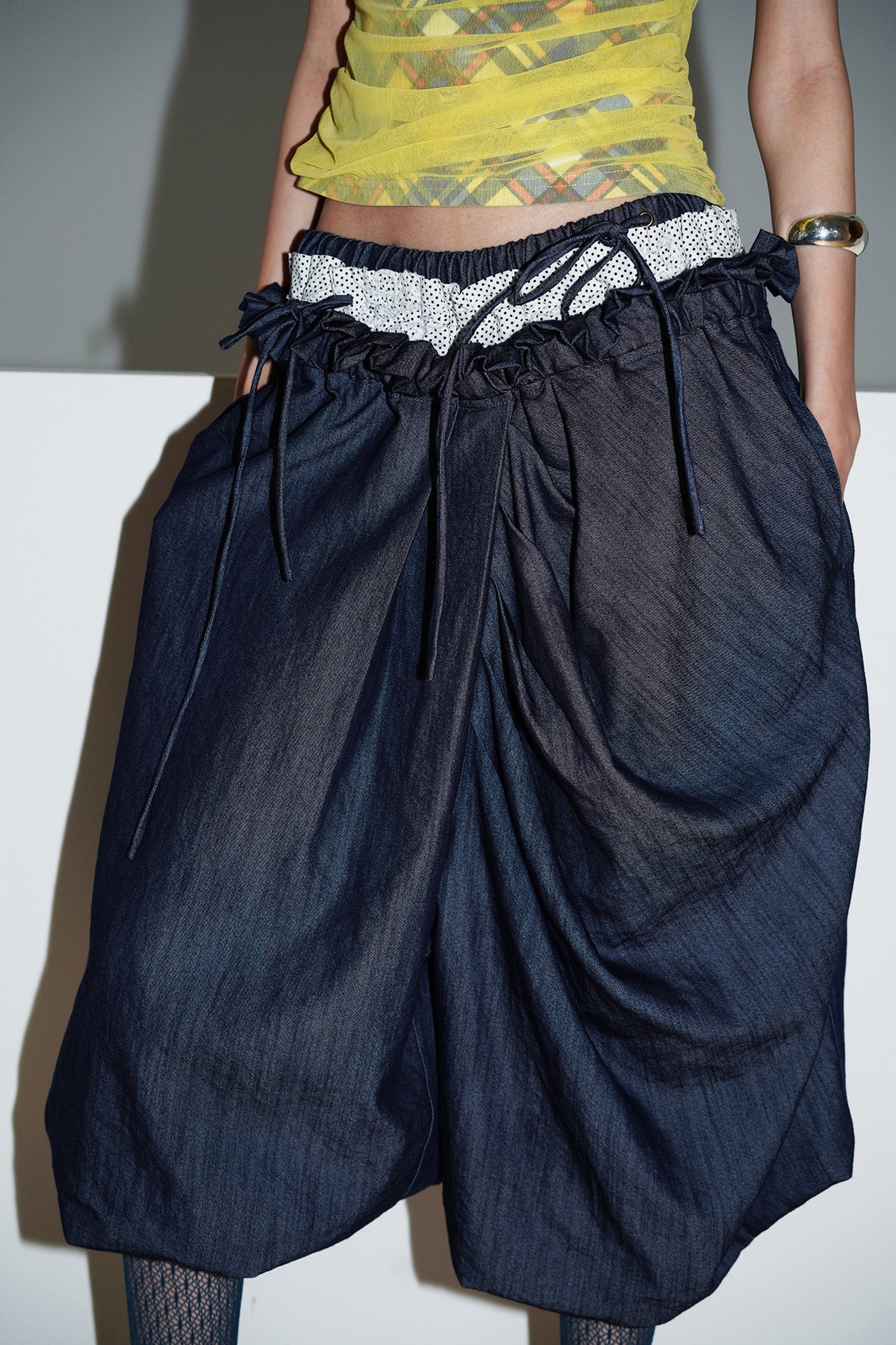 Patchwork Asymmetrical Wide-Leg Pants
