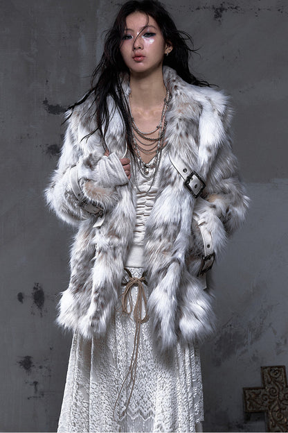 Large Lapel Faux Fur Coat