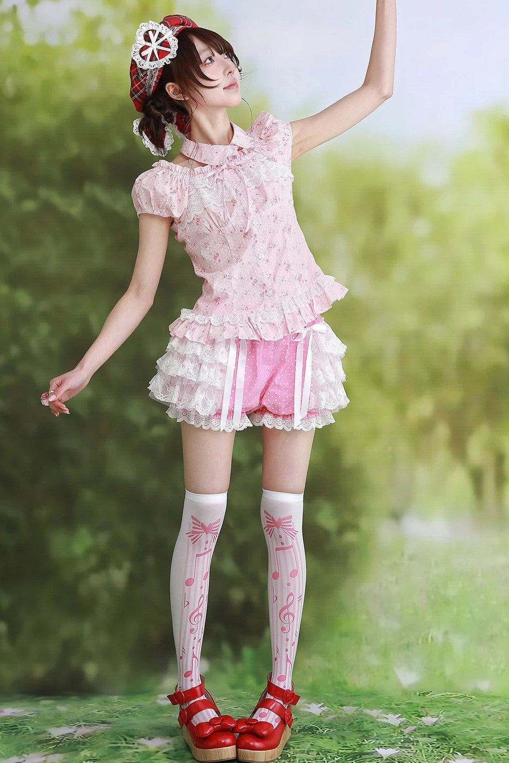 Pink Retro Lolita Polka Dot Blouse
