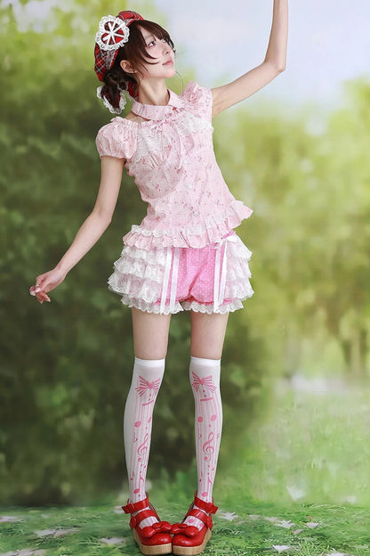 Pink Retro Lolita Polka Dot Blouse