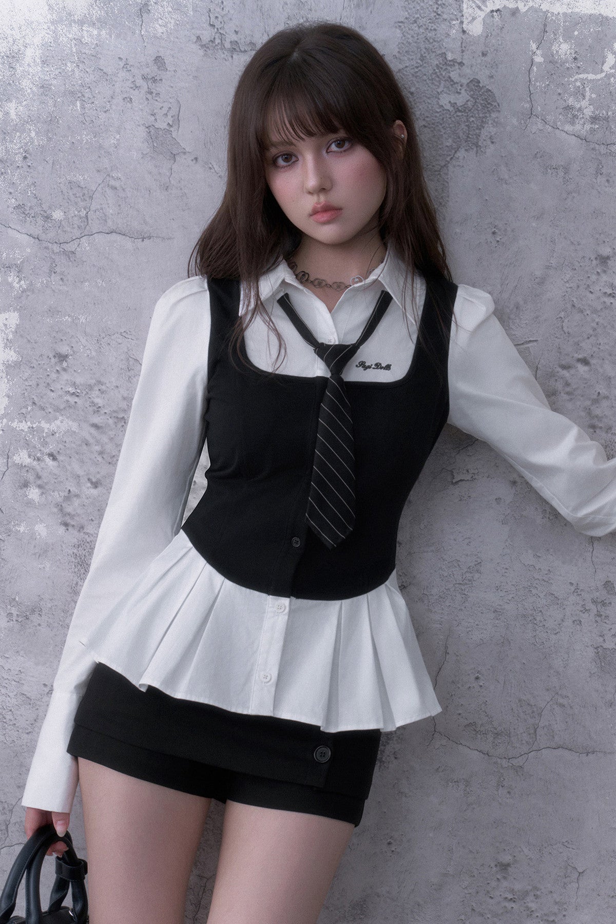 Brushed Button A-Line Skirt