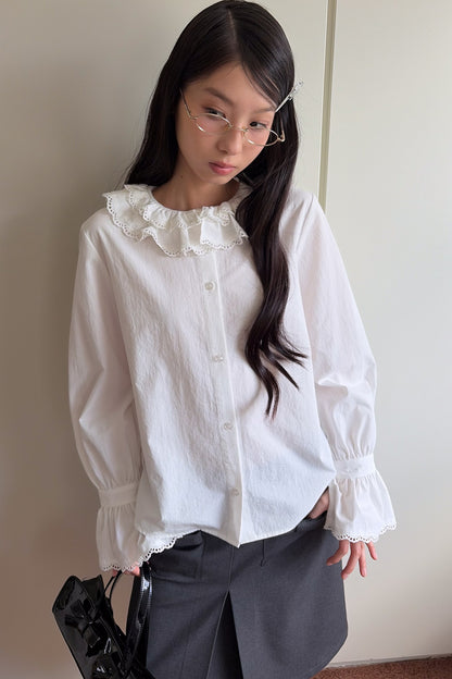 Lace Ruffle Collar Blouse