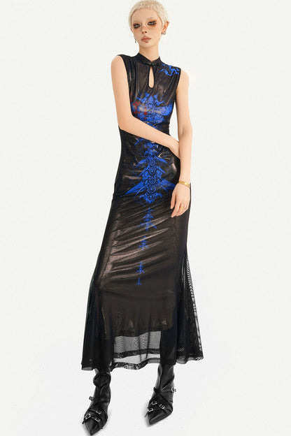 Blue Cyberpunk New Chinese Style Dress