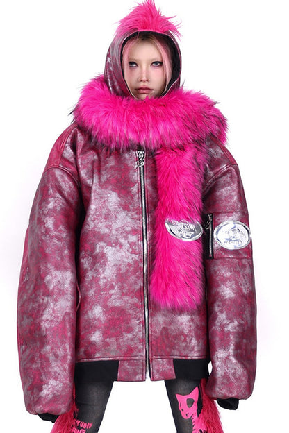 Oversized Acid Wash Bomber Jacket