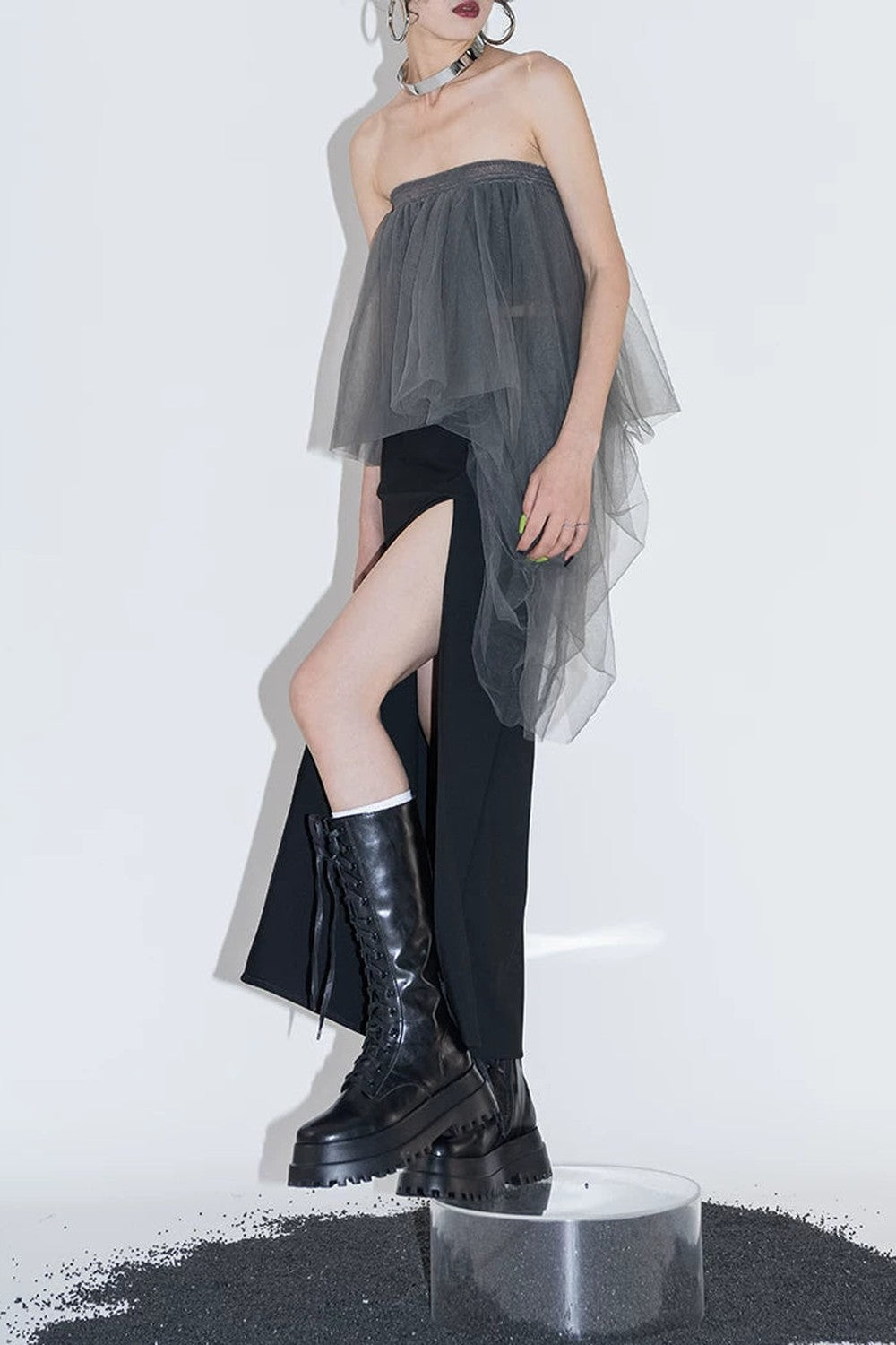 Layered Mesh Tube Top and Skirt Set-Up