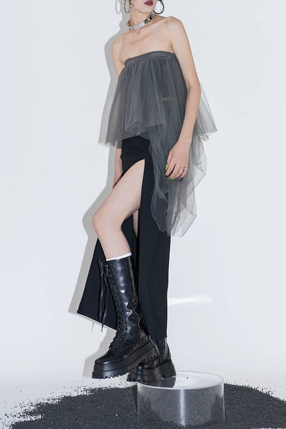 Layered Mesh Tube Top and Skirt Set-Up